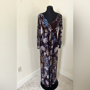 Mesh Brown Floral Maxi Dress